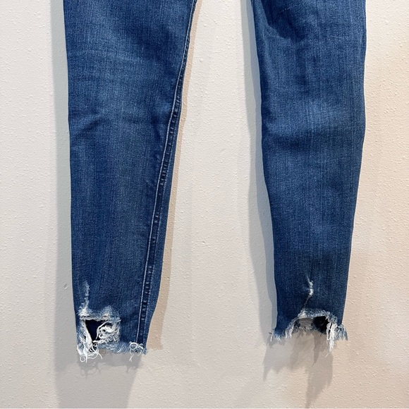 Express High Waisted Denim Perfect Stretch Ripped Ankle Skinny Jeans 4 Regular - Picture 8 of 16